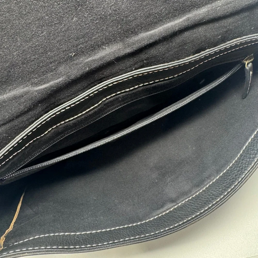 Vintage Wilsons Leather Messenger Bag Black Leather Laptop Briefcase Crossbody